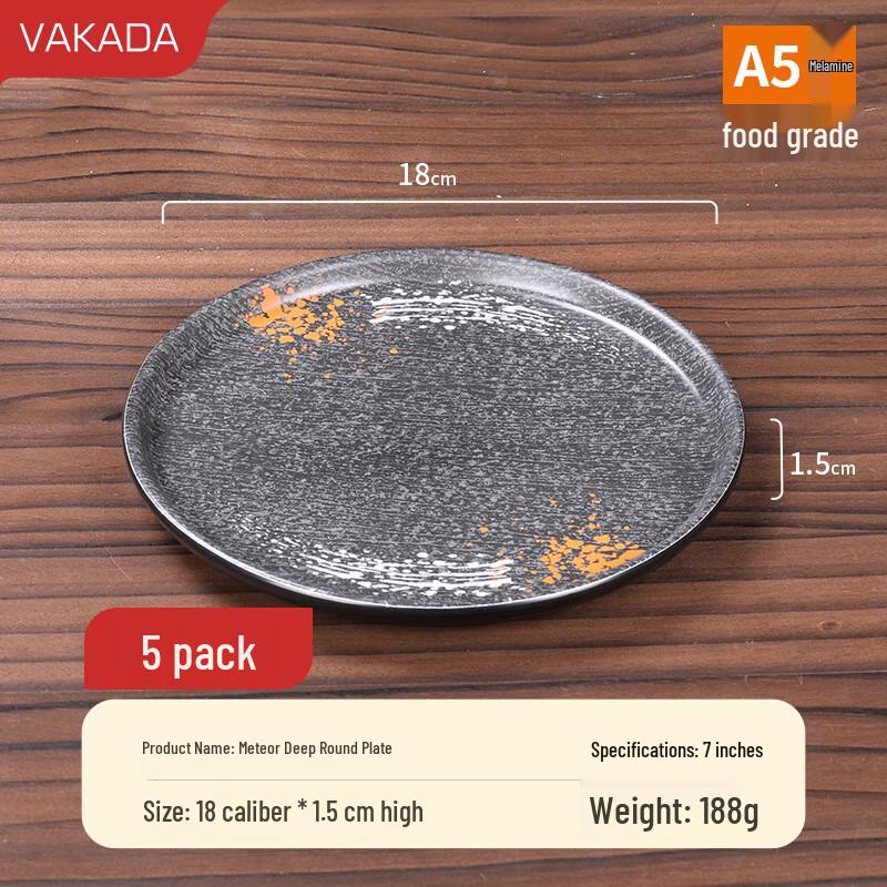 VAKADA Melamine Round Serving Plates - 5 Pack