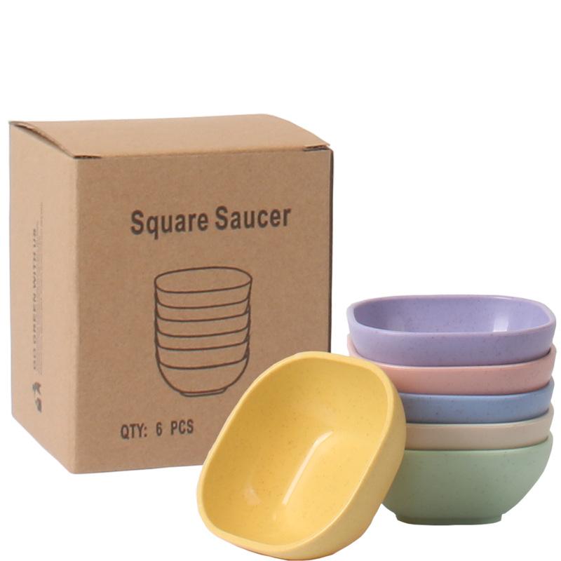 

6pcs/set 4-inch Square Seasoning Dish Hot Pot Barbecue Soy Sauce Vinegar Sauce Dish Durable Saucer