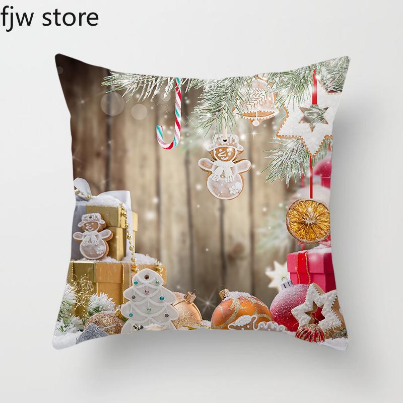 Christmas Decorative Pillowcase  Ball Gift Pendant Printed  Sofa Cushion Cover New Year Home Decoration