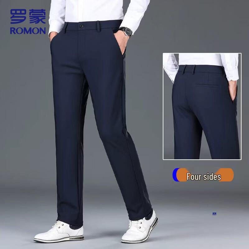 Romon Men s Four-Way Stretch Straight-Leg Business Casual Pants 31