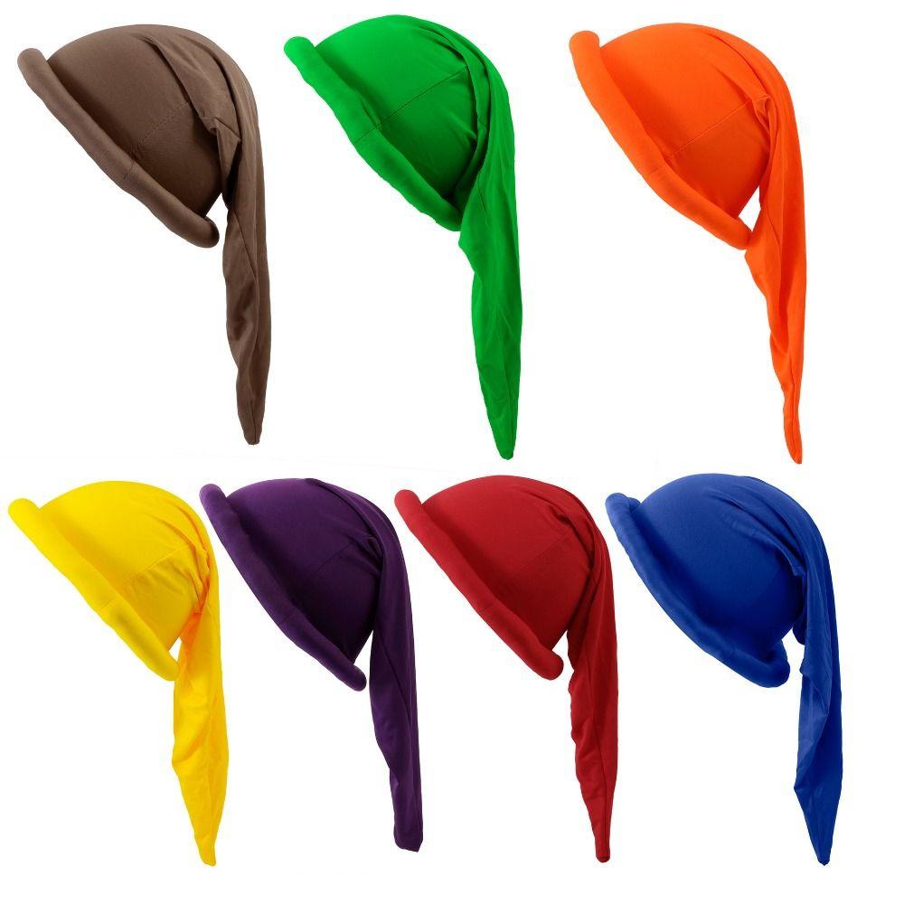 Polyester Party Dwarf Hat Solid Color High Elasticity Elf Cosplay Cap Breathable Gnome Costumes Hat Cosplay Event