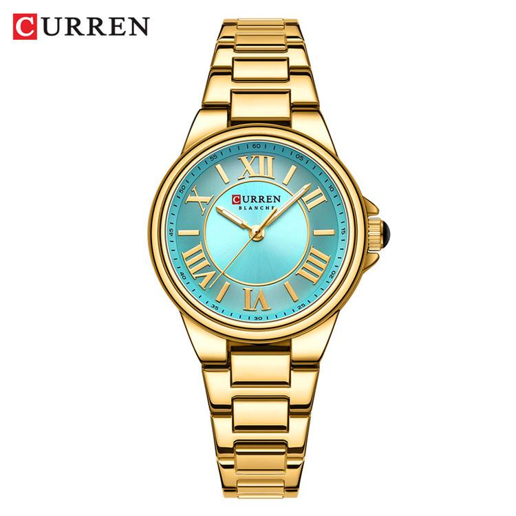 CURREN 9091 Steel Band Watch Simple Women's Roman Style Compact Fashionable Men's and Women's Watch Waterproof