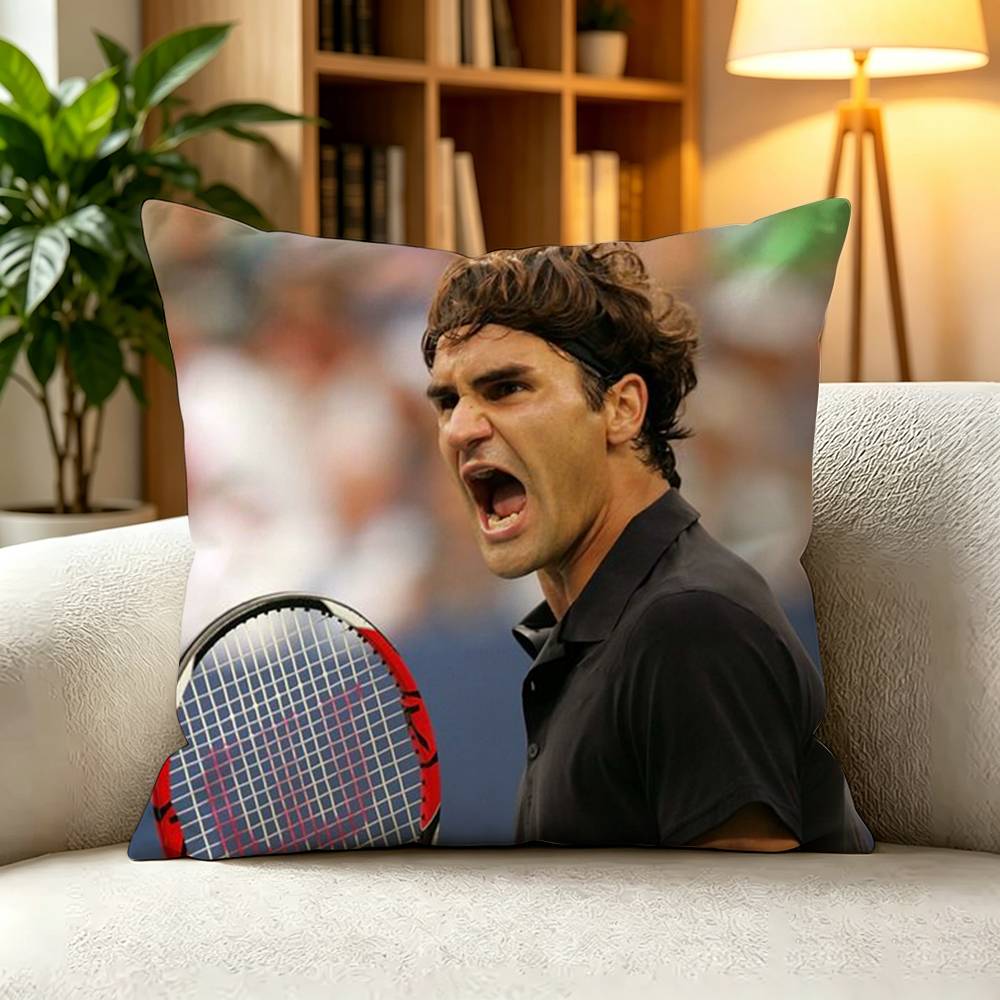 TTennis Legend Roger Federer Square DoubleSided printed Pillow Case Bedroom Bedside Pillow Sofa Cushion Cover