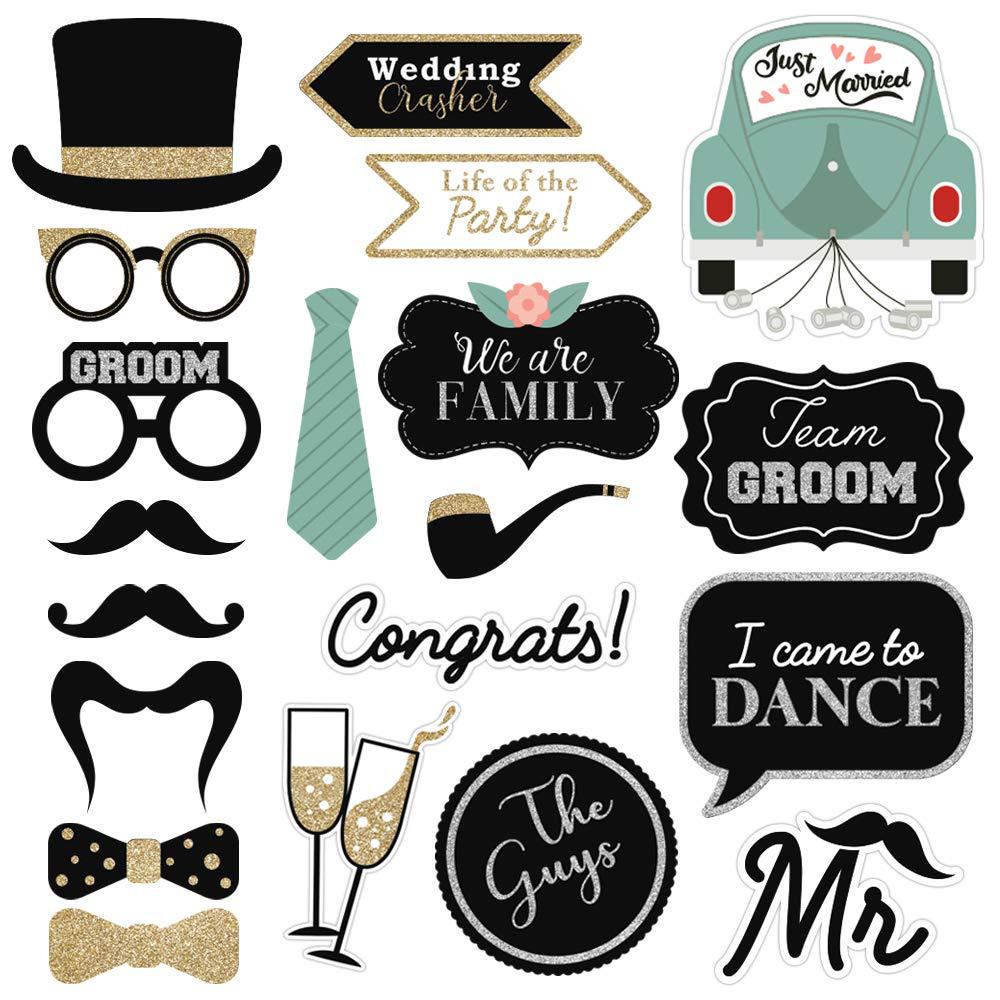 Team Bride Wedding Photo Booth Props - 40-Piece Set