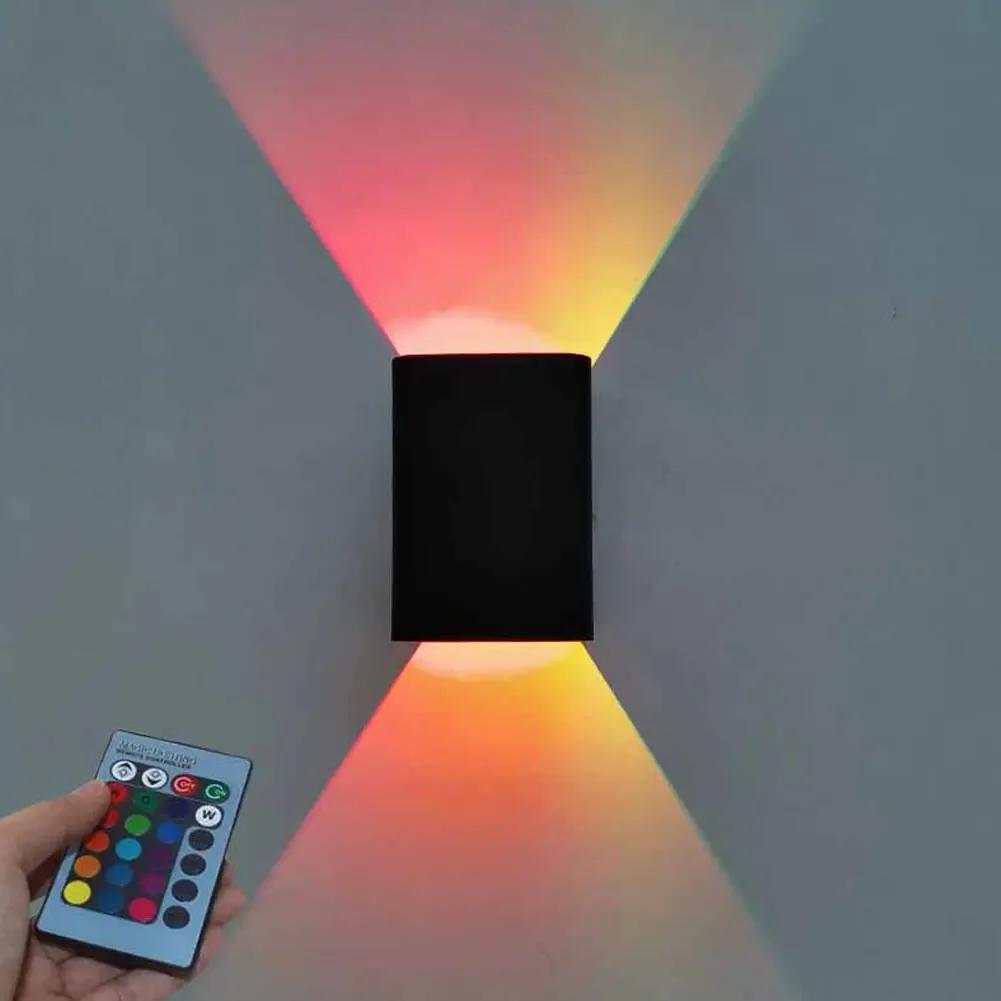 Dimmable Square Led Wall Lights Aisle Corridor Multicolor Up Down Lamps With Remote Control For Bedside Bedroom Home Decoration