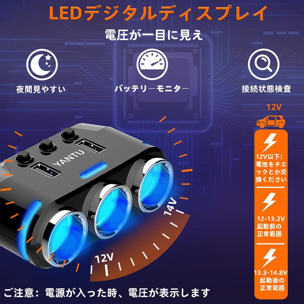 Υποδοχή Αναπτήρα Αυτοκινήτου, 3 Σειρές (2024 Προηγμένο, 150 W, Γρήγορη Φόρτιση, Επέκταση Καλωδίου,