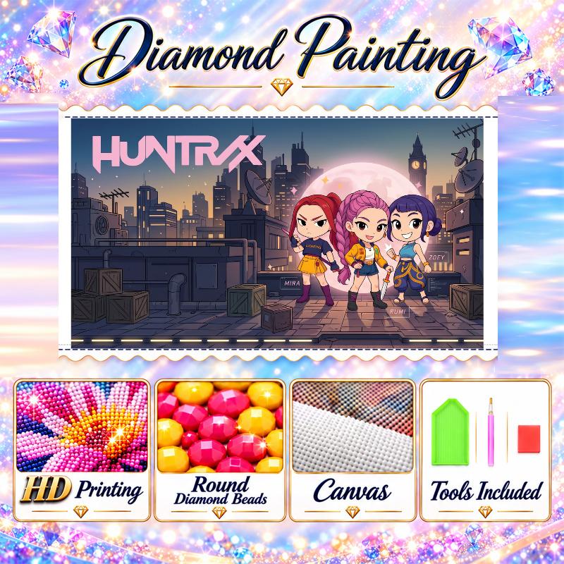 Kpop Demon Hunters Zestaw do malowania diamentami 5D DIY Pełne wiercenie Sztuka diamentowa Dekoracja ścienna do domu