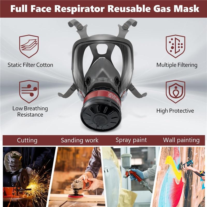6800 Three-in-one Multi-functional Gas Mask, with Replaceable Filters, Is Suitable for Industrial Spraying, Organic Vapors, Welding