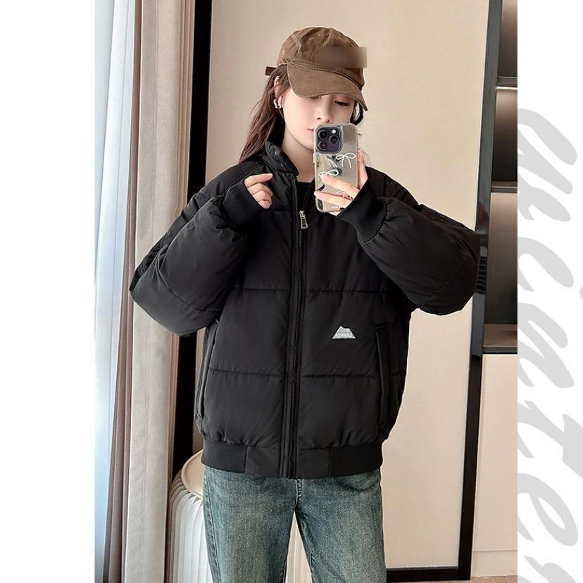 

Куртка с воротником-стойкой, с хлопковой подкладкой, Женская куртка Tide Brand, Зимняя короткая свободная толстая теплая куртка, Куртка-пуховик S чёрный