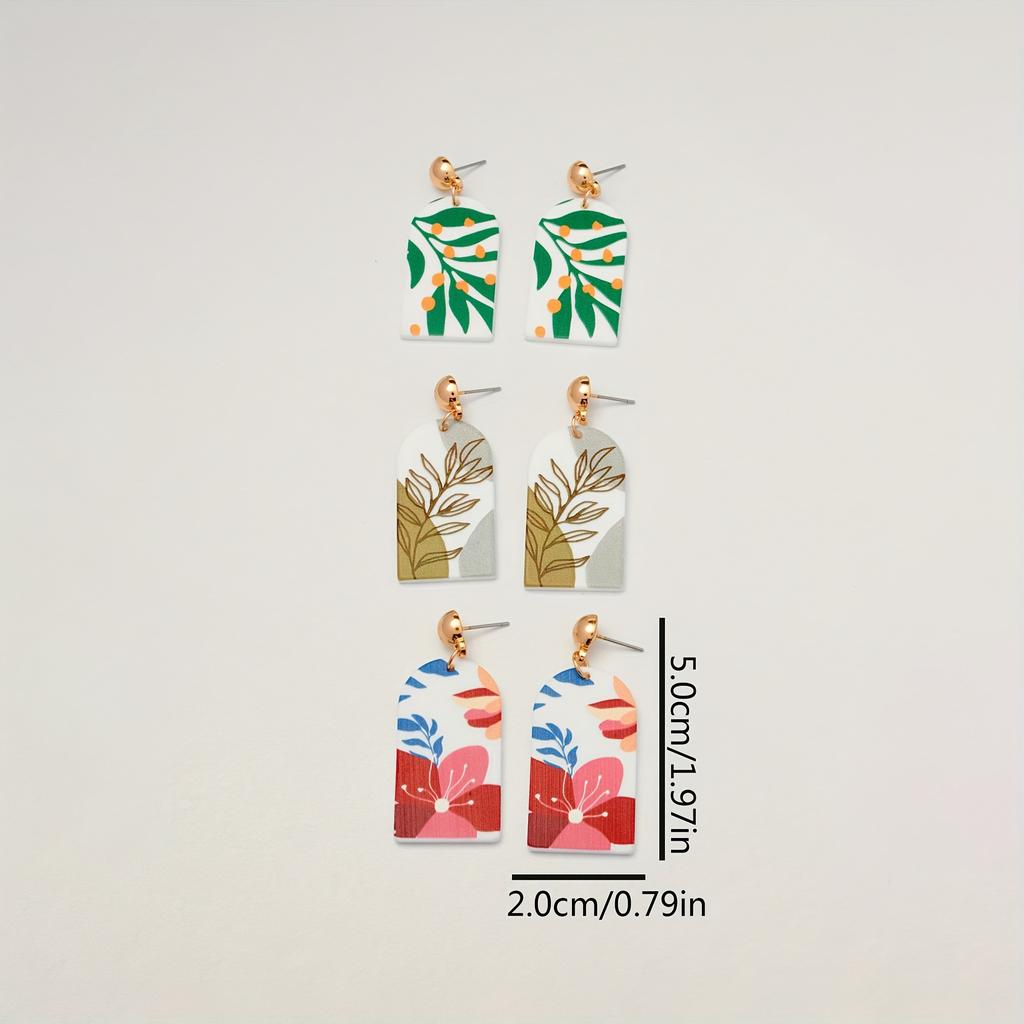 Geometric Art Print Watercolor Plant Flower Pattern Pendant Suitable for Ladies Girls Party Pie Vacation