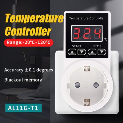 AL11G-T1 Digitaler Temperaturregler Sockel AC 110-220V Heizthermostat Regler Sockel Steckdose EU-Stecker Mit NTC-Sensor