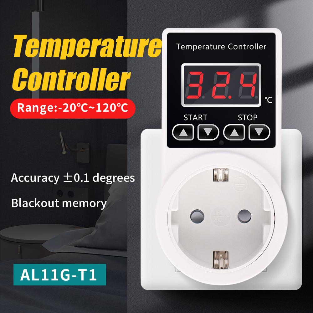 AL11G-T1 Digital Temperature Controller Socket AC 110-220V Heating Thermostat Regulator Socket Outlet EU Plug With NTC Sensor