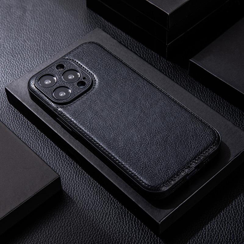 High-Grade Leather Case for iPhone 12-15 Pro Max - Premium Feel, Drop-Proof Design, Leather Grain Finish