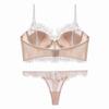 European & American Sexy Eyelash Lace Bra Set - French Cotton, U-Shaped for Beautiful Back & Small Chest Enhancement