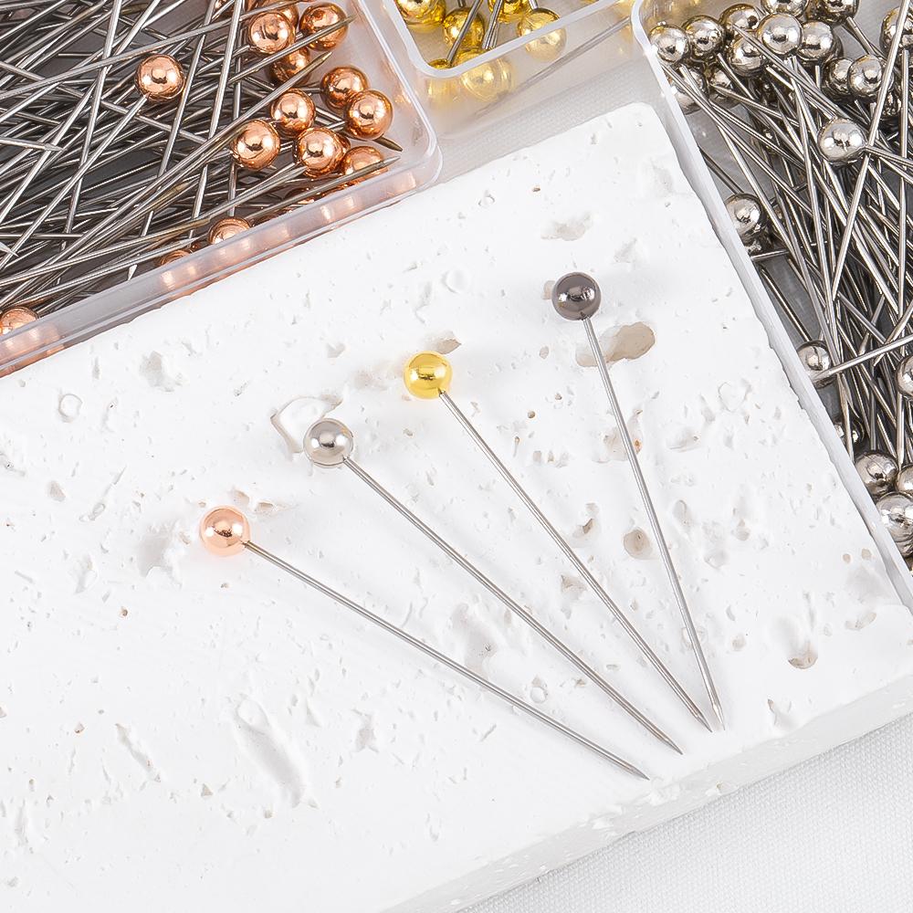 100Pcs/Box Stainless Steel Round Bead Positioning Big Head Needle Patchwork Pin Sewing Positioned DIY Sewing Tool Jewelry Making