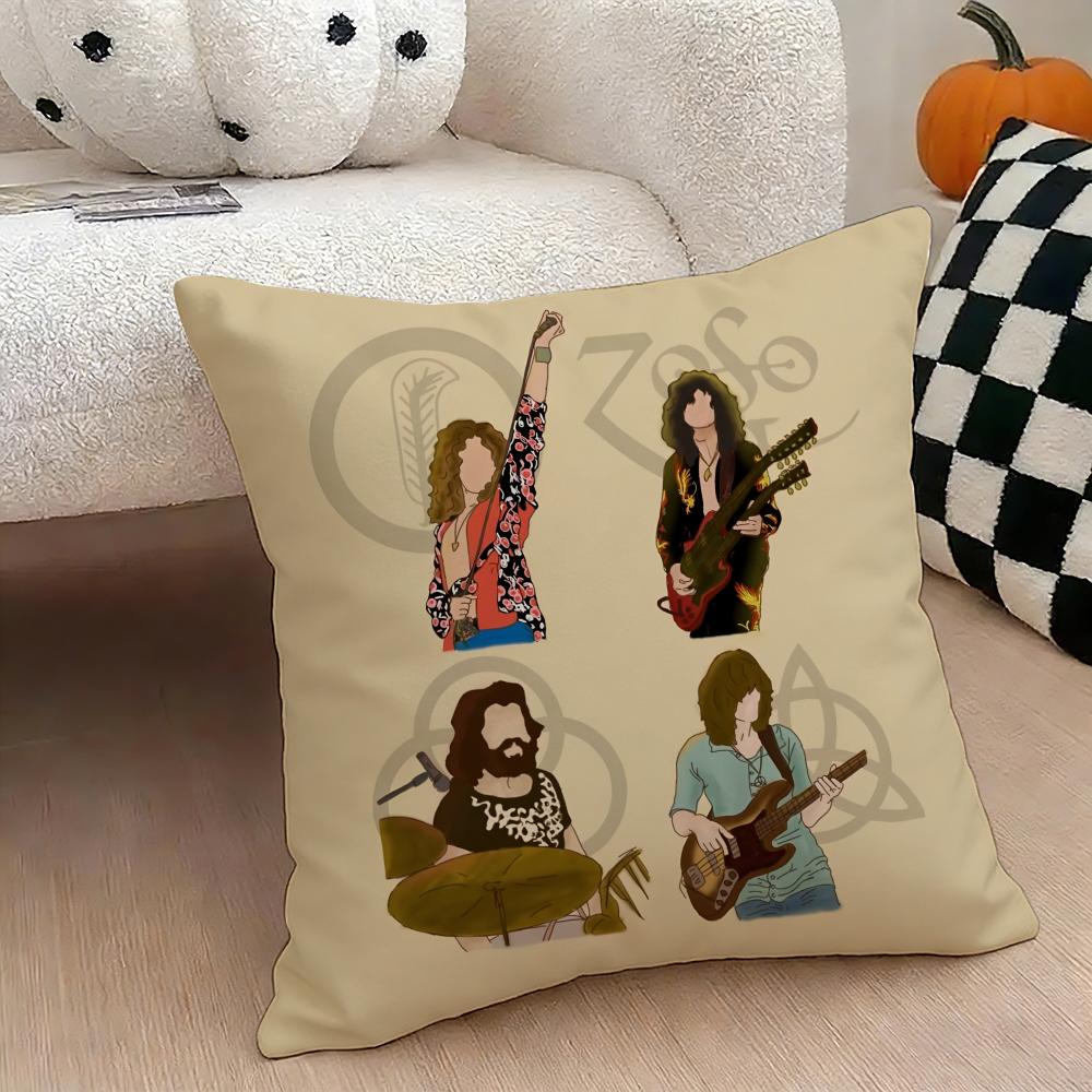 Band Lled Zzeppelin Cushion Cover Natural Linen Double Sided Print Throw Pillow Case for Sofa Couch Home Decor