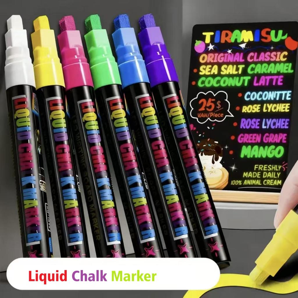 8 Pack Vibrant Liquid Chalk Markers Erasable Fluorescent Pens Chisel Tip for LED Writing Board Chalkboard Sign