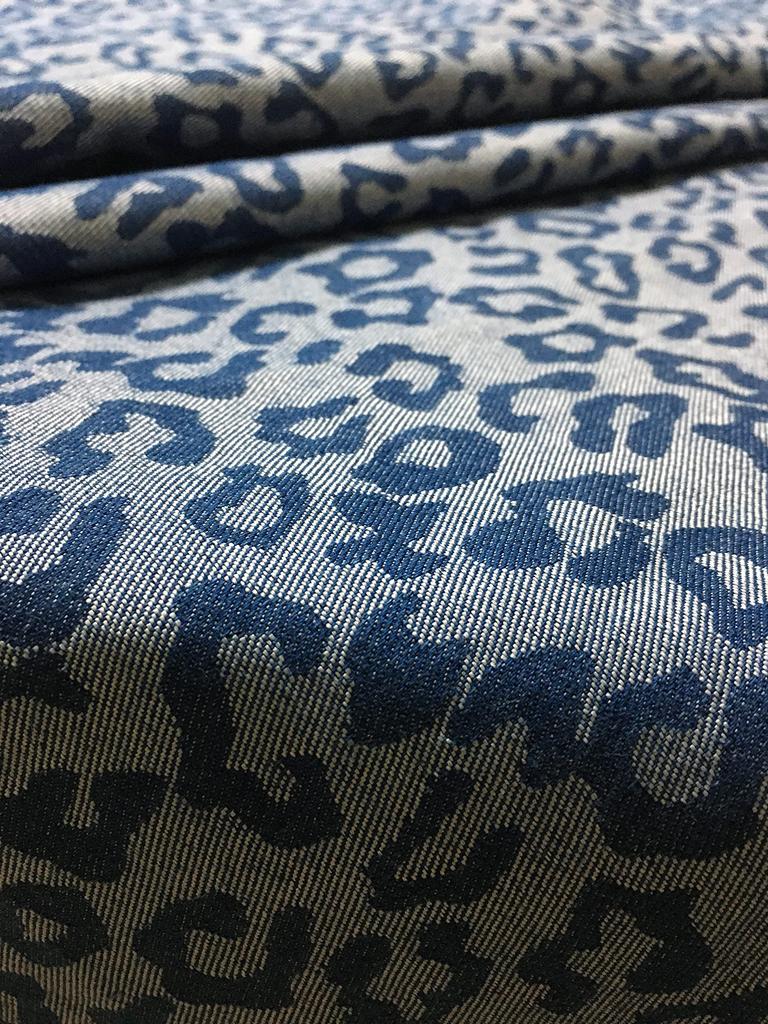 Designed Denim Thin Cloth Cotton for Denim Handmade Fabric, Fabric, Scraps, Denim, Scraps, Fabric, Crafts, Remakes, (Leopard Print, Center)