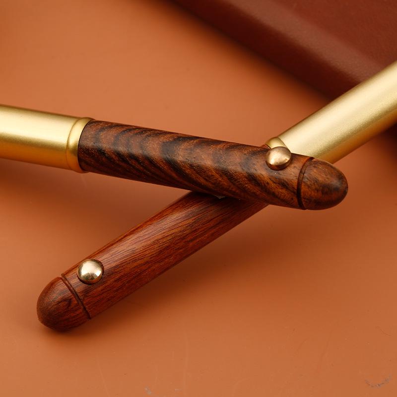 Messing & Sandelholz Signature Kugelschreiber - Retro Schwarz, Ideal für Unterschriften im Geschäft & als Geschenk