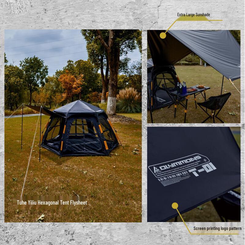 Hexagonal Automatic Pop-Up Tent with Blackout Coating