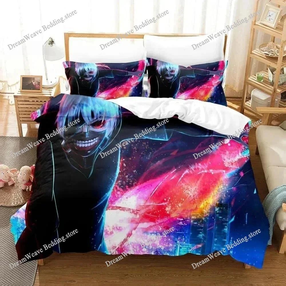 3D Print Anime Bed Sheet Set Tokyo Ghoul Bedding Set Single Twin Full Queen King Size Bed Set Aldult Kid Bedroom Quilt Cover963