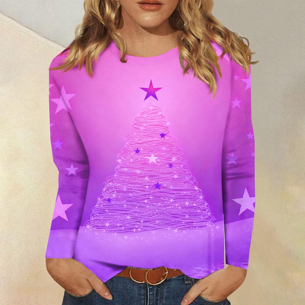 Women's Loose Comfortable Casual Fashion V-Neck Christmas Print Long Sleeve Hoodie