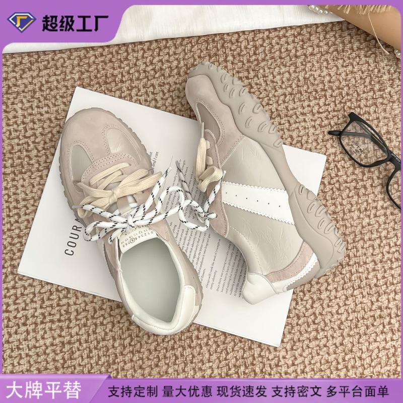 Summer new platform sneakers women wear high-end college style retro dad shoes women's front lace-up