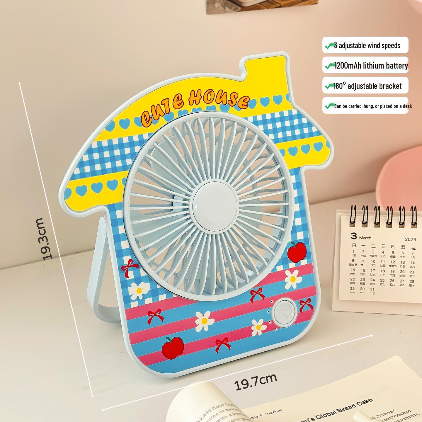 Cartoon Puppy Wide-Angle Silent Desktop Fan – High Wind Power for Dorms See Image