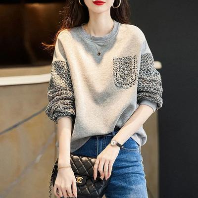 Sweatshirt Fleece Oversized Cotton Thickened Casual Loose Vintage Round Neck Long Sleeve Pullover Sweatshirt