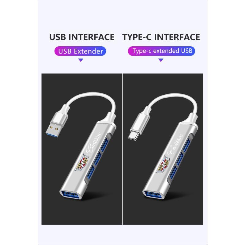 Type-C Turn USB Adapter Multi Port Distributor Hub Car Goods For Cadillac CT5 CT6 CTS Seville ATS XTS Celestiq Ciel Escala SRX XT4 XT5 ELR Elmiraj EXT