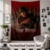 Custom Tapestry Wall Hanging, A Nightmare on Elm Street Freddy Krueger Personalized Name Text Home Wall Decor