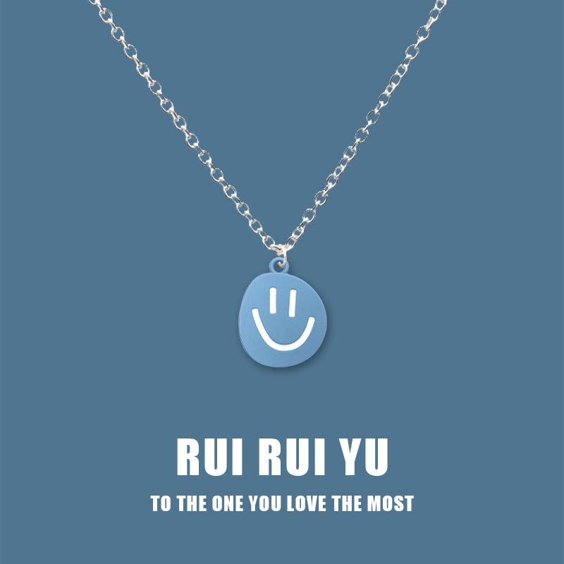 

RUI RUI YU изысканное цветное ожерелье со смайликом, ожерелье из нержавеющей стали для женщин, ожерелье с геометрическим рисунком звезды, луны и сердца, цепочка, ожерелье, ювелирные изделия 1 PC синий