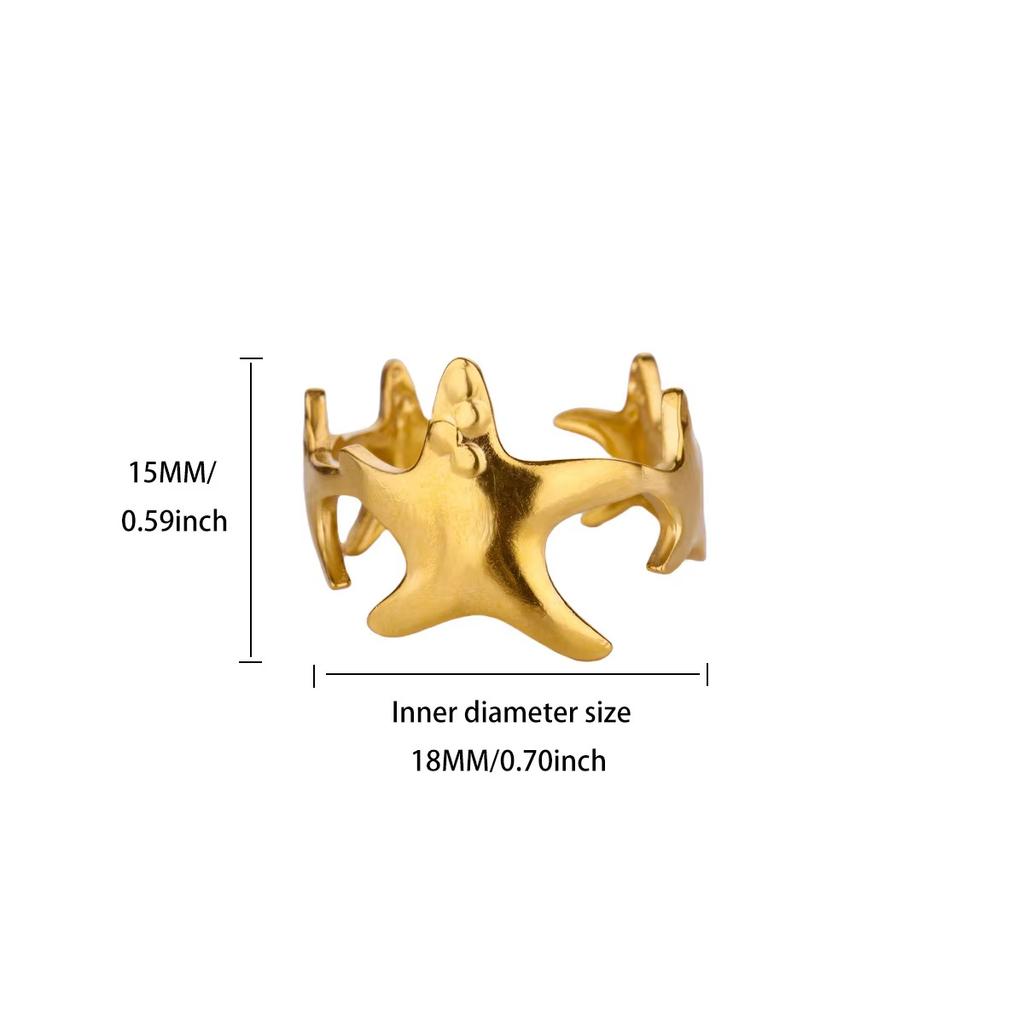 Titanium Steel Jewelry Starfish Shell Ring Women's Stainless Steel Wide-faced Jewelry Simple High-end Ring