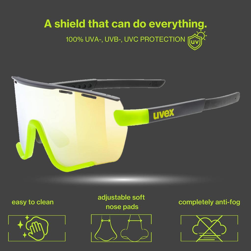 Uvex Sportstyle 236 Sports Sunglasses with UV400 Mirrored and Clear Lenses Protection, Lenses, Anti-Fog,