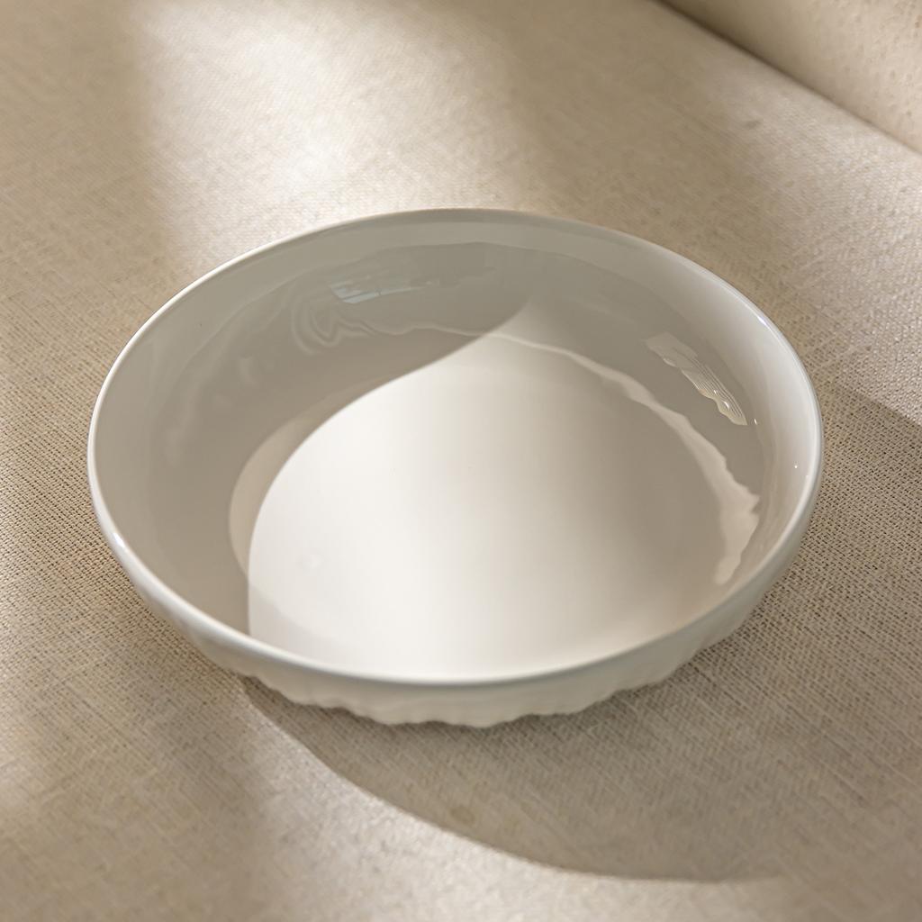 Pure White Plate Household Vegetable Plate Deep Plate High-End Ceramic Plate Simple Tableware Round Plate