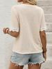 Women Casual Vacation Drop Shoulder V Neck Short Sleeve Lace Patchwork Top