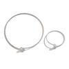 Collar Bracelet 2-Piece Set, Pearl Zircon Love Triangle Round Fashion Temperament