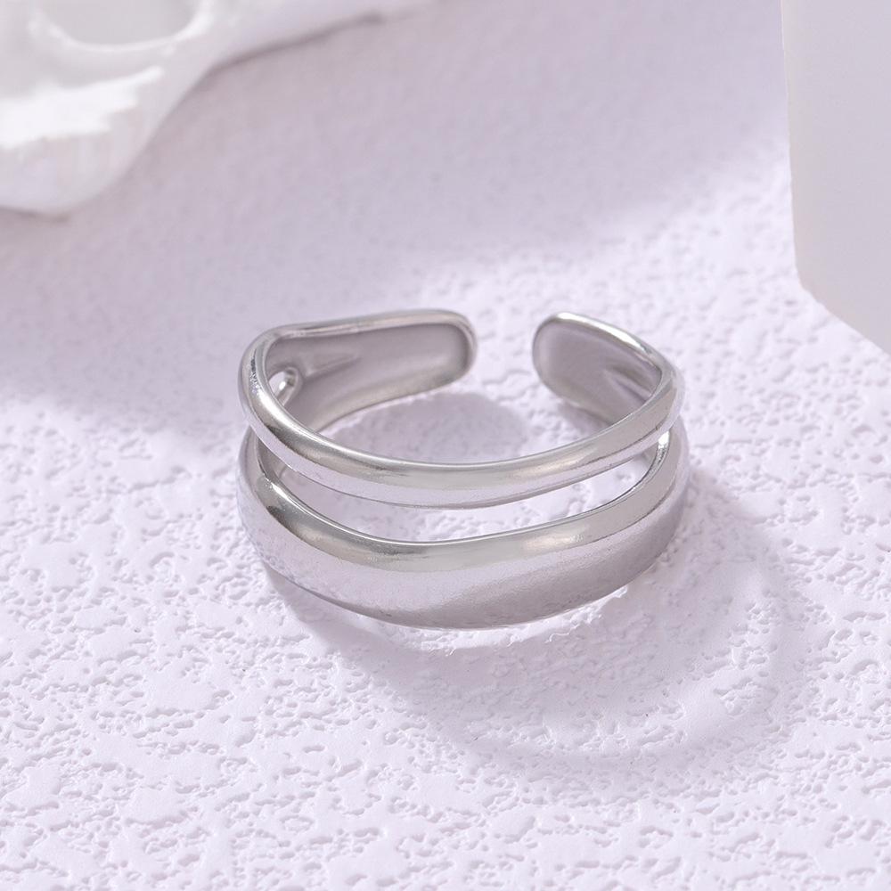 Gold-Plated Stainless Steel Geometric Ring for Women: Simple, Chic, Non-Fading Jewelry