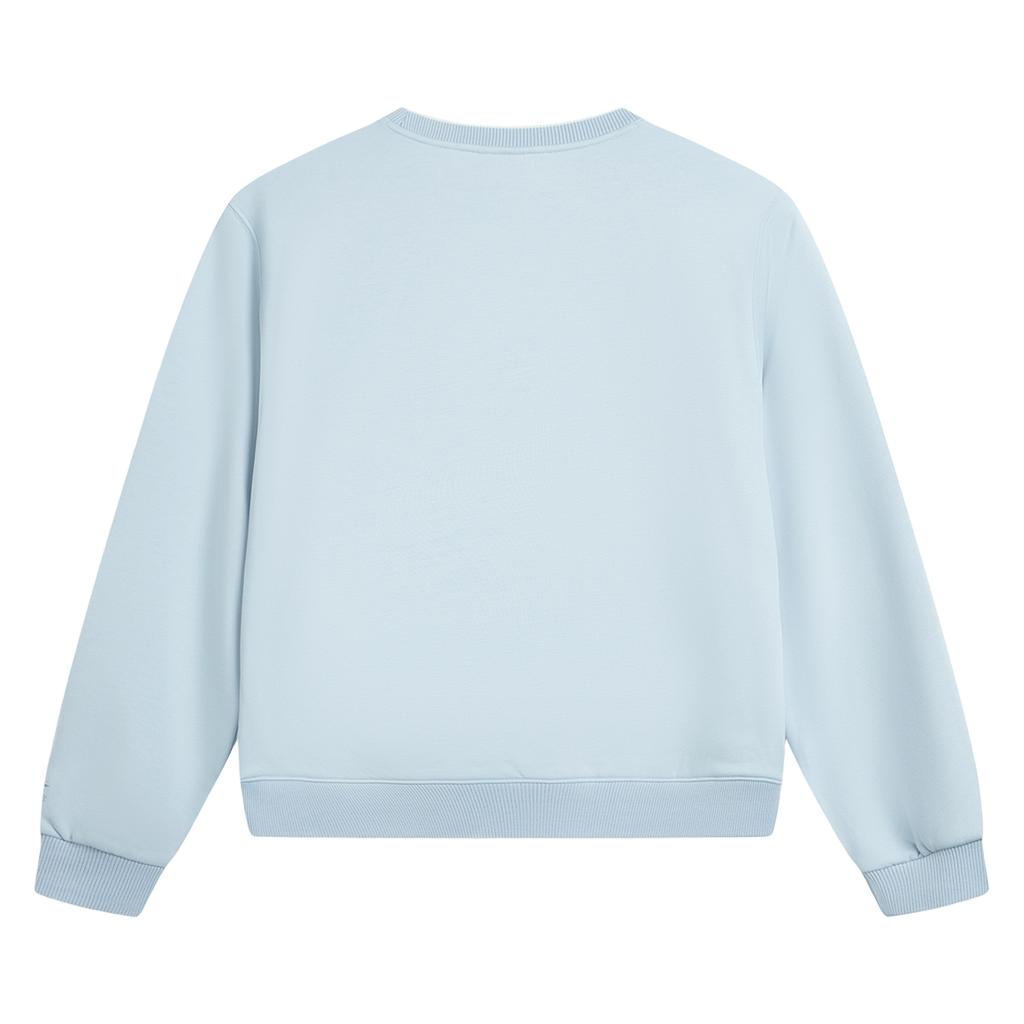 Li Ning Sports Lifestyle Series Fleece Warm Losvallende Crew Neck Geborduurde Letter Lange Mouw Sweatshirt Dames sweatshirt AWDV998-3