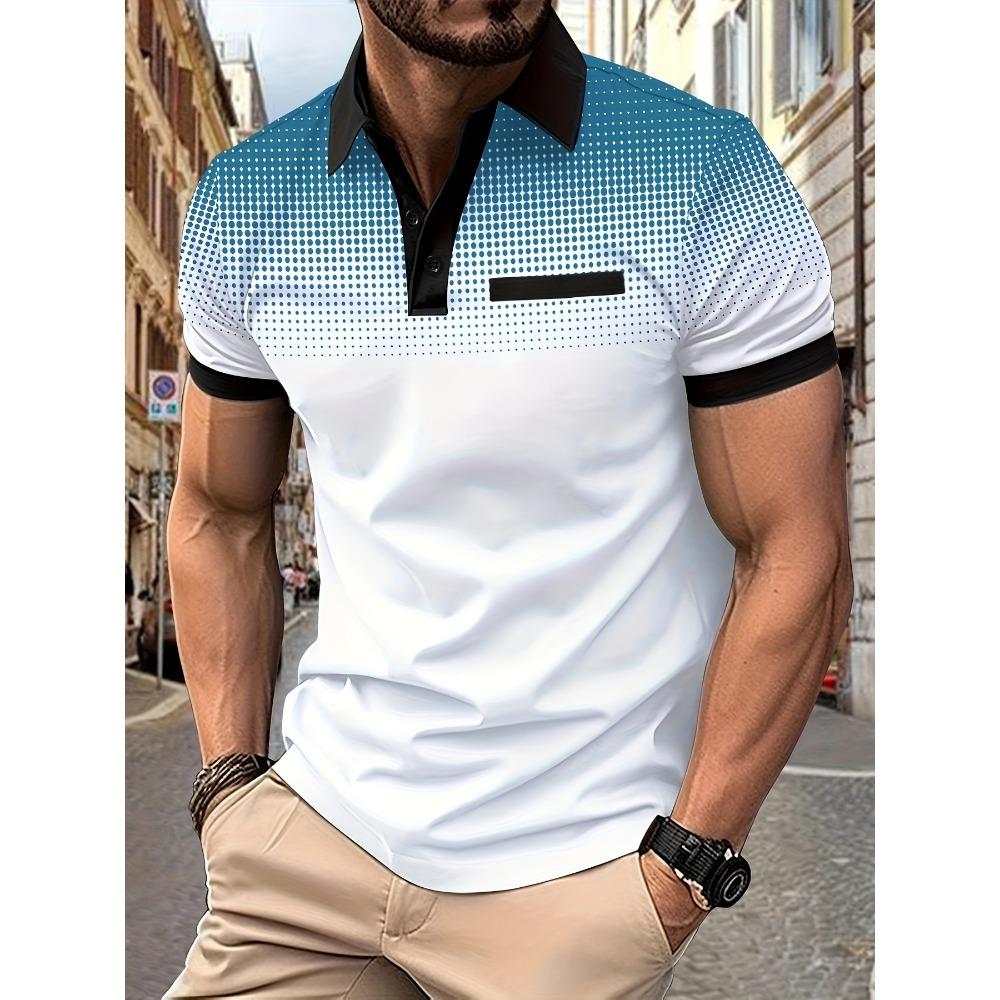 New Men Clothes Summer Short Sleeve 3D Digital Plrint Lapel Golf Polo Shirt Men Casual Tops Polo