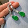 Jewelry Retro Color Treasure Simulation Paraiba Emerald Big Earrings Main Stone 10 * 16