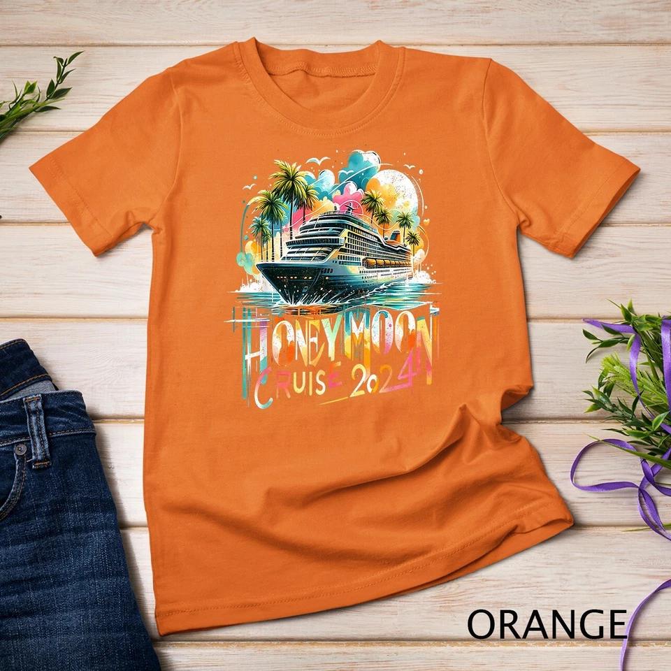 Happy Honeymoon Cruise 2024 Wedding Honeymoon Matching Gifts Unisex T-shirt 7 L