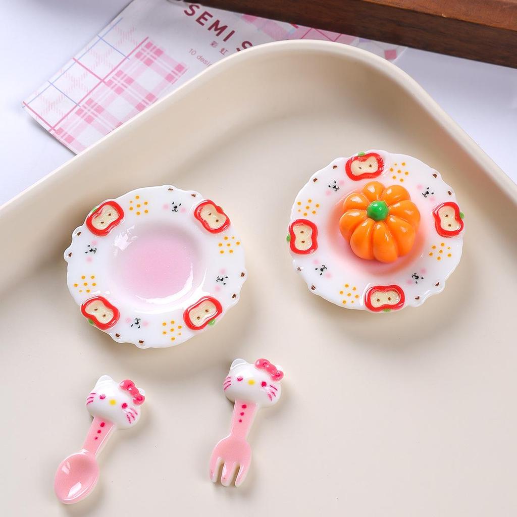 Resin Food Toy Dessert Plate Small Accessories for DIY Playhouse