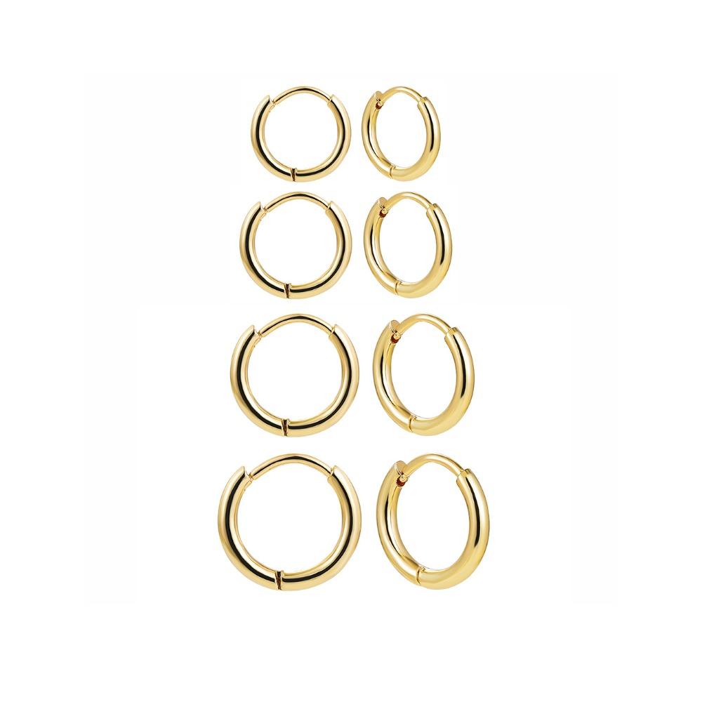 4 pairs Light Luxury Small Hoop Earrings Minimalist Earrings Set Stainless Steel Earrings  Wedding
