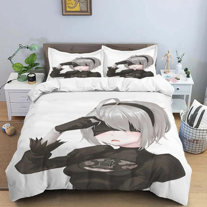 

Comic Nier Art Print Three Piece Bedding Set Fashion Article Children or Adults for Beds Quilt Covers Pillowcases Bedding Set 70x133cm