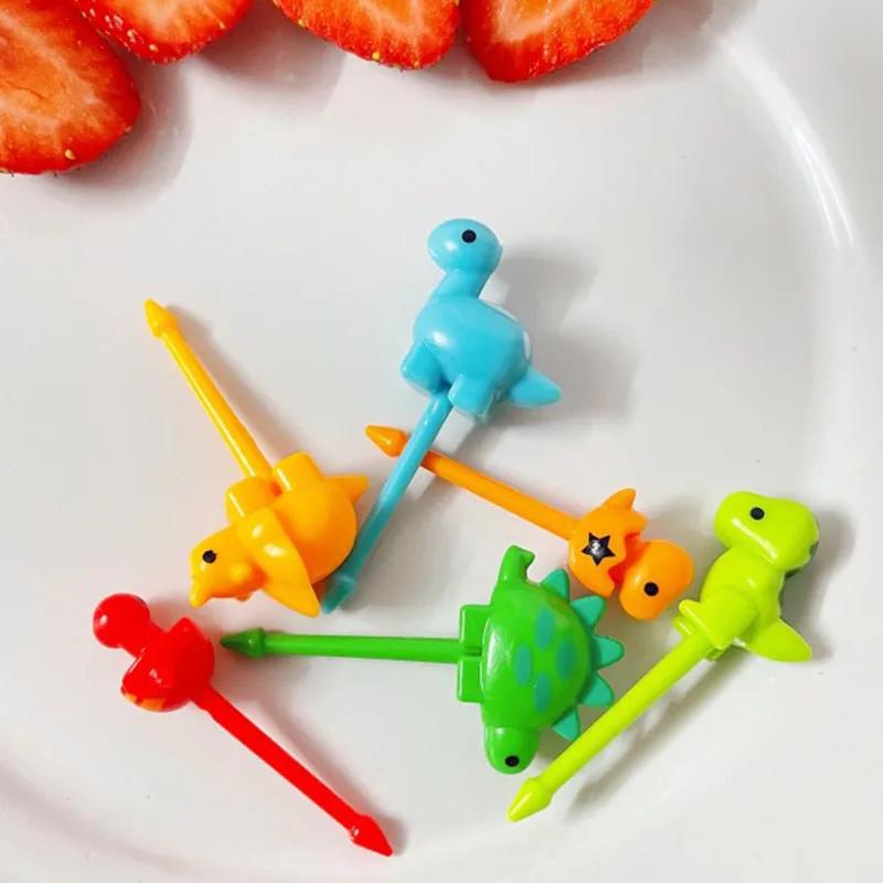 Dyrefrukt Gaffel Matkvalitet Plast Mini tegneserie Barnekake Frukt Tannpirker Bento Lunsj Bento Tilbehør Festdekorasjon