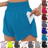 Damen Sporthosen Hoher Bund Laufhosen Fitnessstudio Workout Shorts Mit Reißverschlusstasche