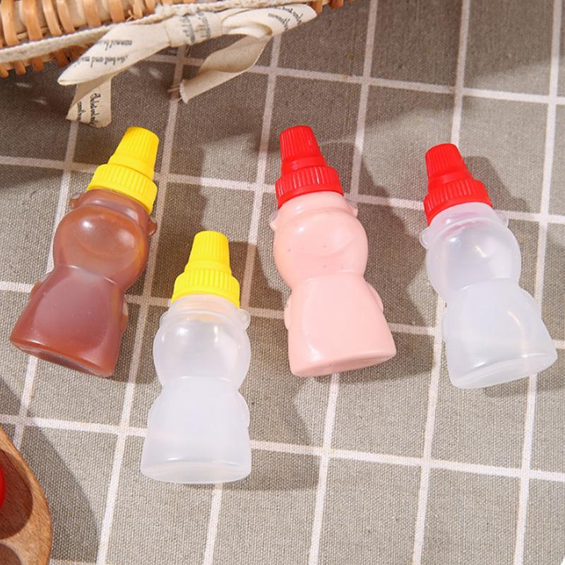 1/2/4Pcs Mini Sauce Box Squeeze Bottle Cartoon Cute Pattern Tomato Honey Condiment Container For Kids Lunch Box Accessories