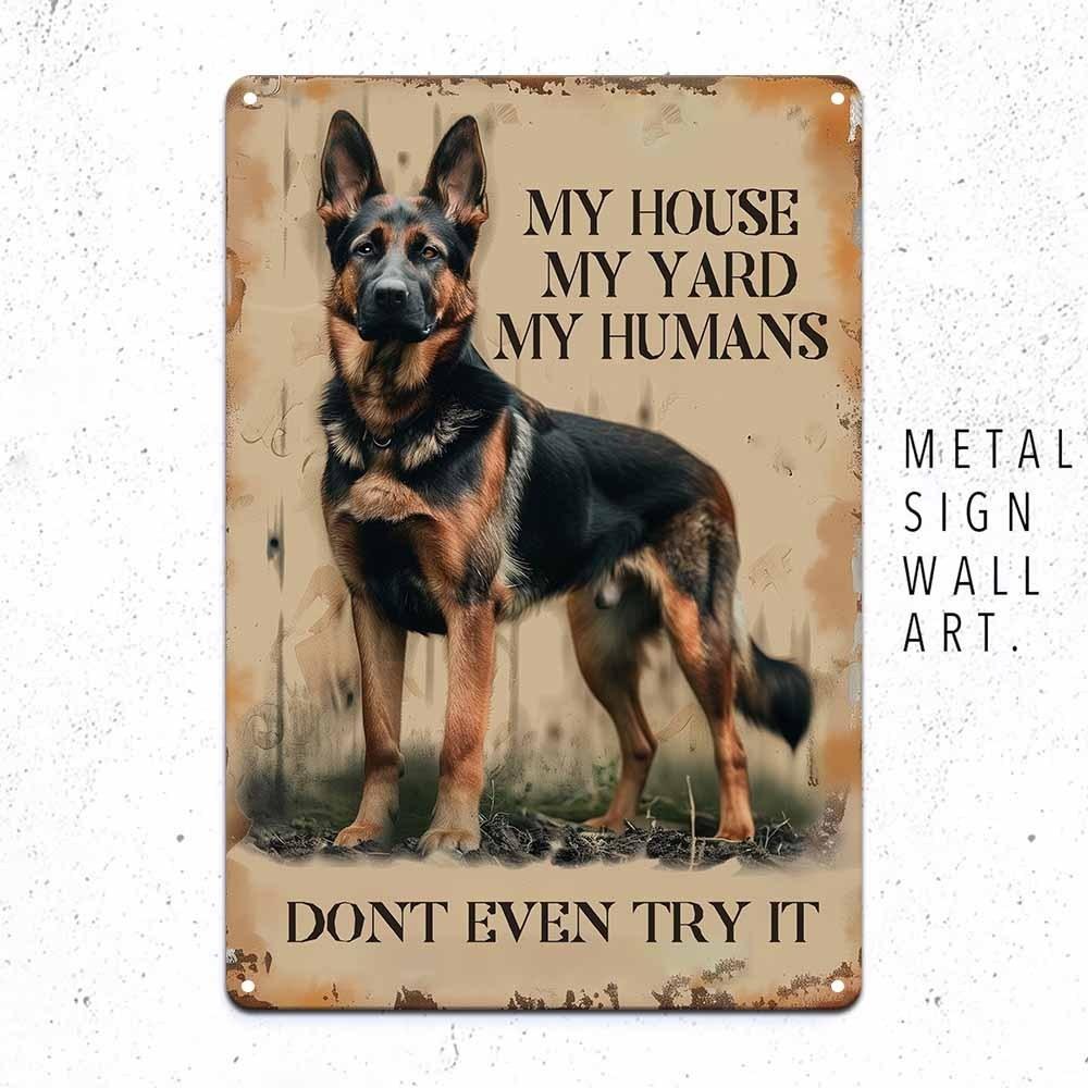 

Rustic German Shepherd Guard Sign - 8x12in Aluminum, Yard Home Man Cave Decor, Pet Lover Gift 20x30cm（7.8x11.8inch）