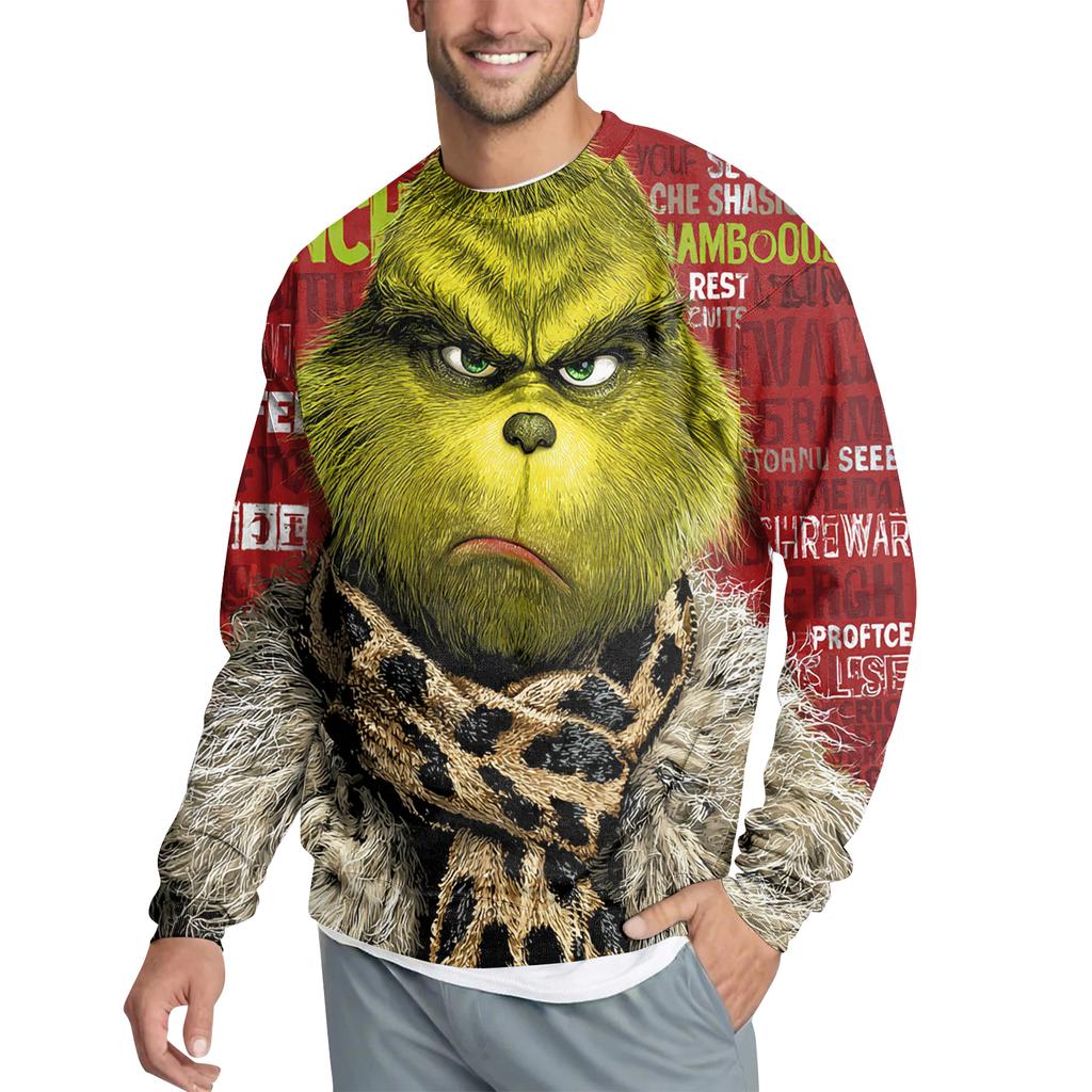 Men's Casual Fashion Printed Round Neck Pullover Sweatshirt